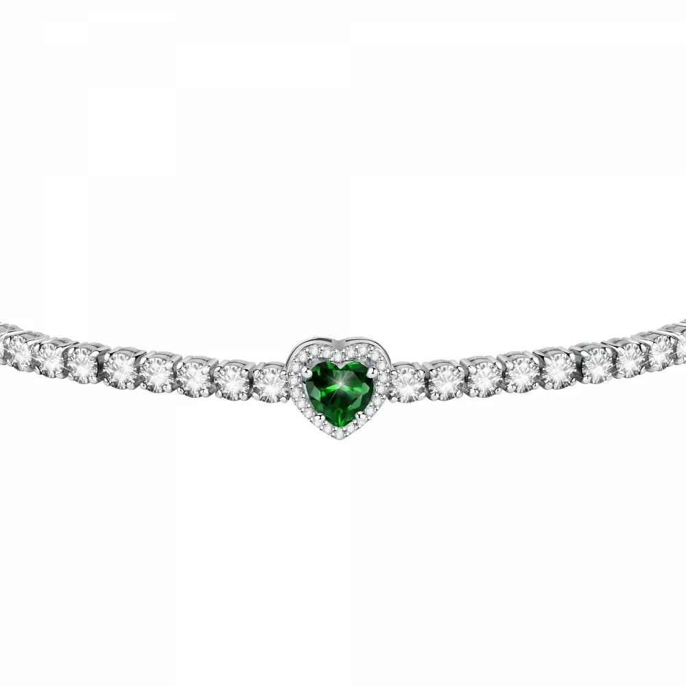 Bracciale argento tennis collezione tesori cuore verde - Gioielleri Iarlori