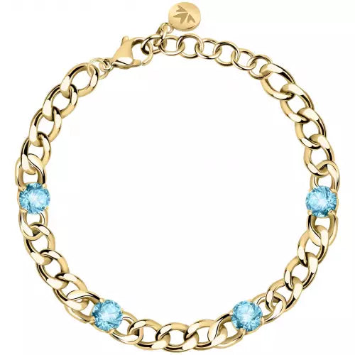 Bracciale dorato con pietre cristallo azzurro - Gioielleri Iarlori